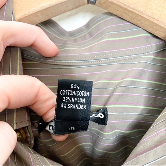 Club Monaco Men's Taupe Colorful Stripe Button Down Shirt XS - Picture 6 of 9